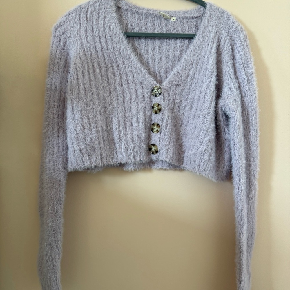 Cozy Lavender Button-Up Sweater
